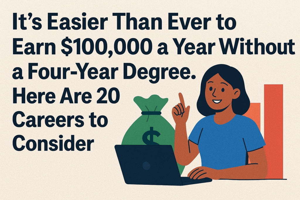 It’s Easier Than Ever to Earn $100,000 a Year Without a Four-Year Degree. Here Are 20 Careers to&nbsp;Consider.