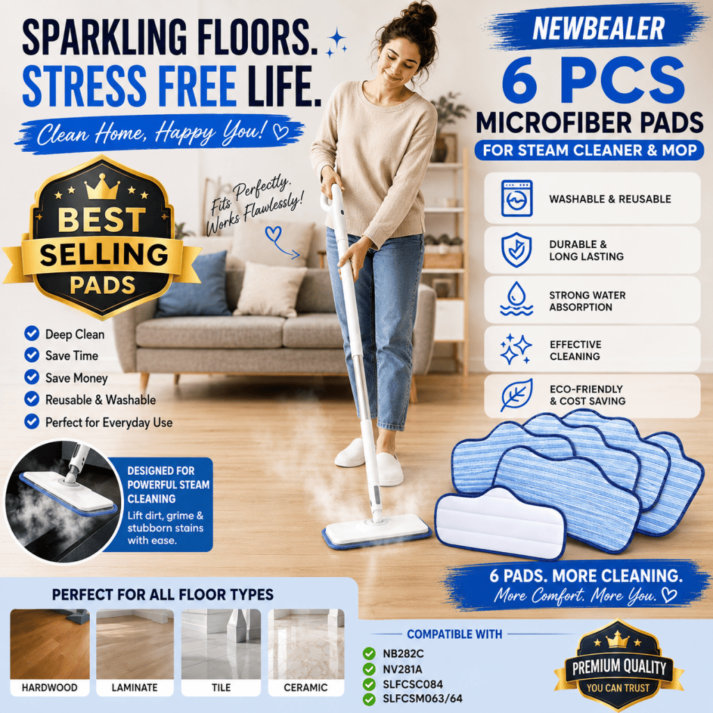 Newbealer 6 PCS Microfiber Pads: A Simple Way to Make Floor Cleaning Less&nbsp;Stressful